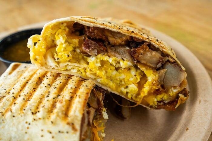 Breakfast burrito cross-section