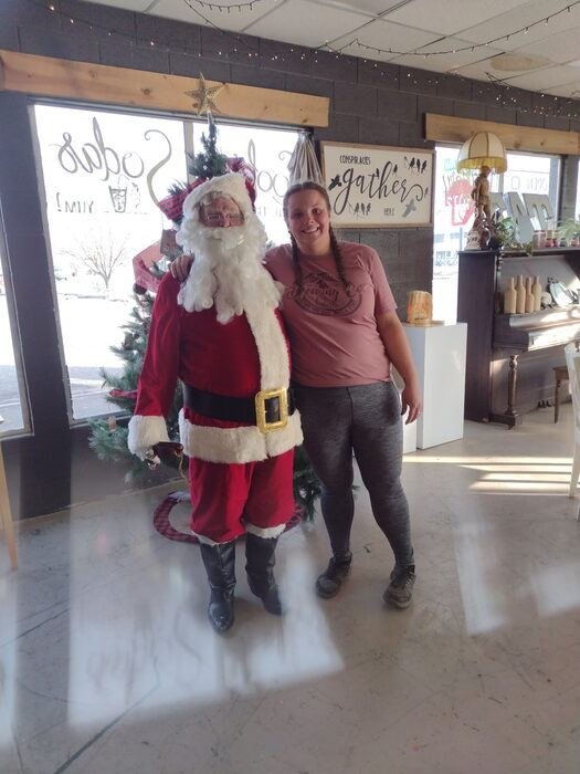 Santa photo at Black Sheep Coffee during the holidays